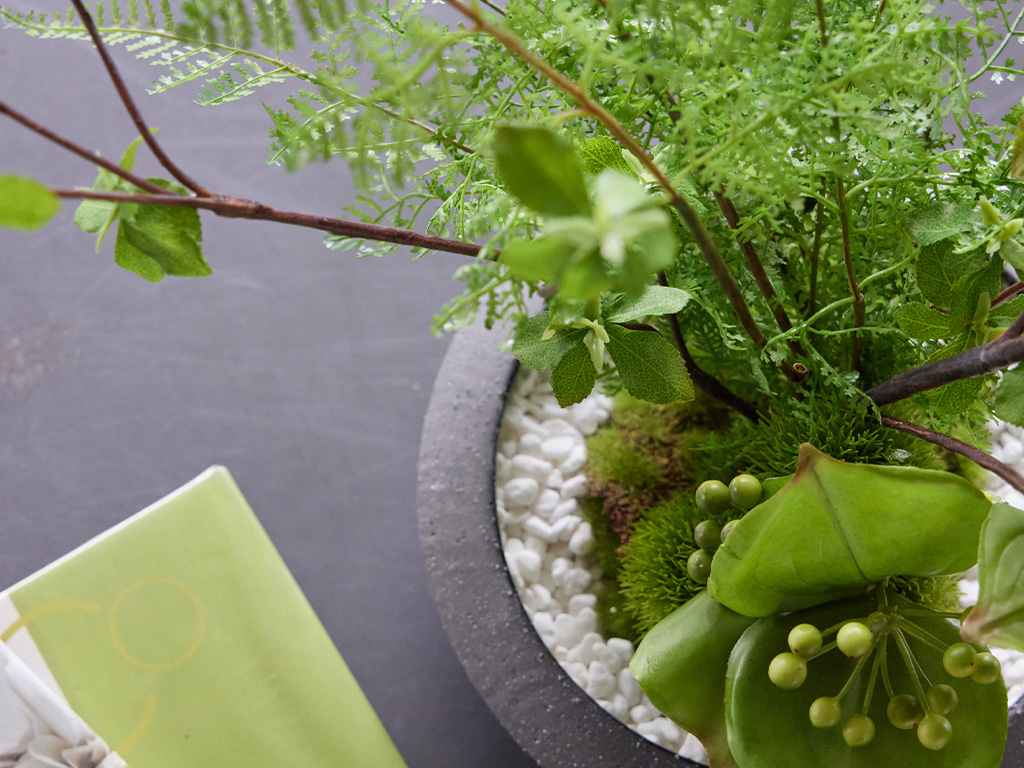 寄せ植え　フェイクグリーン